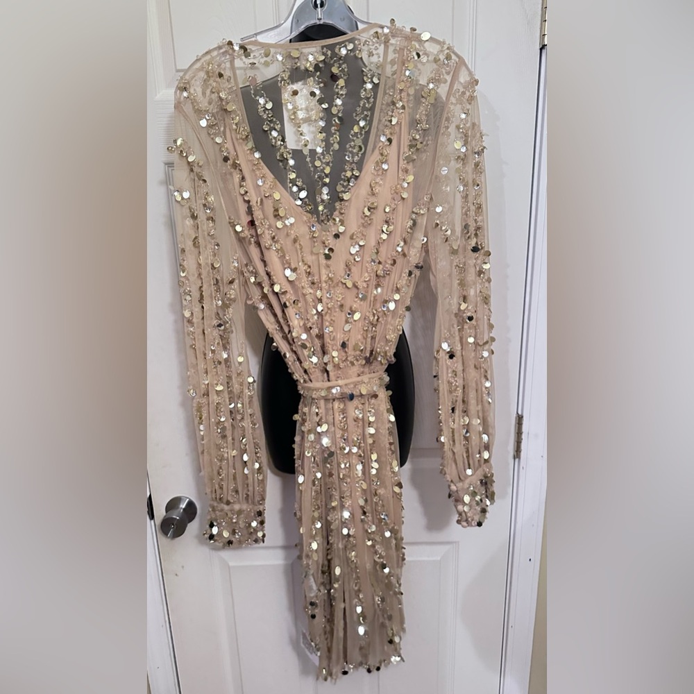 NWT asos Elegant Gold Sequin Dress size 16 - Picture 4 of 7